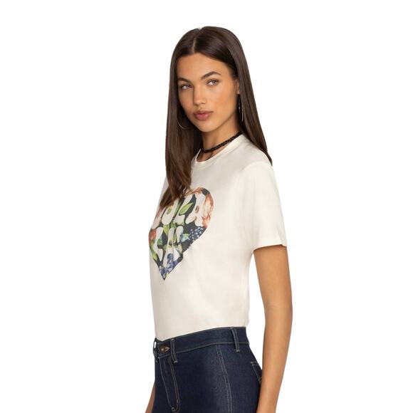 NWT! Johnny Was Sasson Graphic Print Heart OOLALA Floral Tee - Size Small - Picture 2 of 7